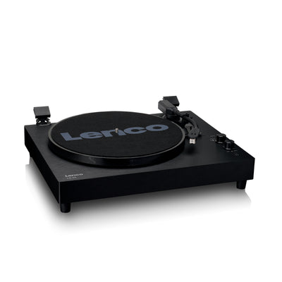 Lenco LS-60BK - Plattenspieler aus Holz mit Bluetooth und integrierten Lautsprechern - Schwarz