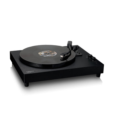 Lenco LS-60BK - Plattenspieler aus Holz mit Bluetooth und integrierten Lautsprechern - Schwarz