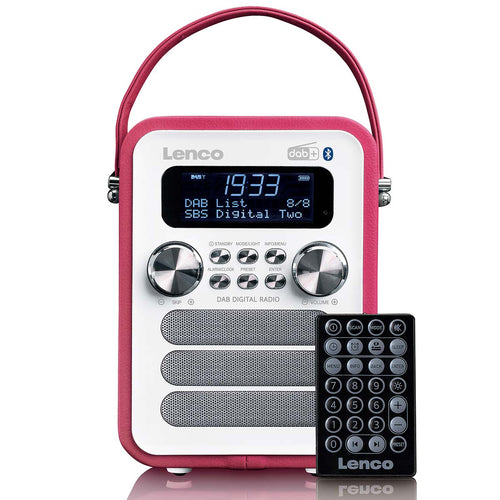 Lenco PDR-051PKWH - Tragbares DAB+ FM-Radio mit Bluetooth® und AUX-Eingang, aufladbarer Batterie - Pink