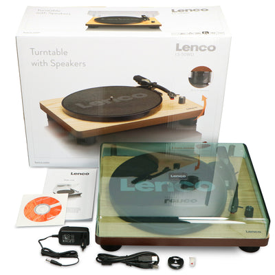 Lenco LS-50WD - Plattenspieler mit integrierten Lautsprechern - USB-Recording - Holz