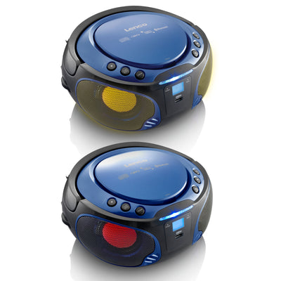Lenco SCD-550BU - Tragbares FM-Radio mit CD/MP3-Player - Bluetooth® - USB-Anschluß - Lichteffekte - Kopfhörerausgang - Blau