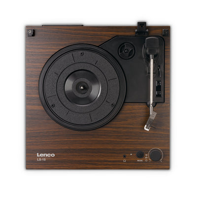 Lenco LS-15WD - Plattenspieler mit Bluetooth®, zwei integrierten Lautsprechern und AT3600L Tonabnehmer - Holz