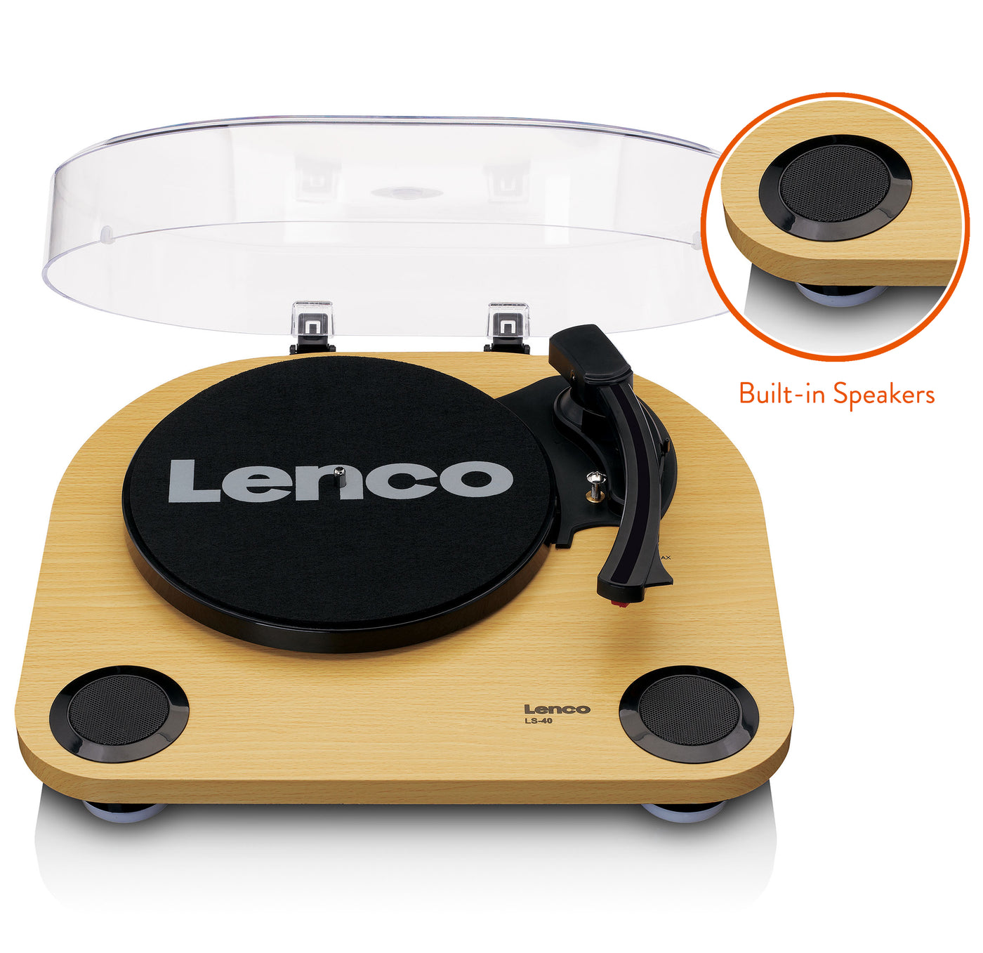 Lenco LS-40WD - Plattenspieler mit integrierten Lautsprechern - Holz