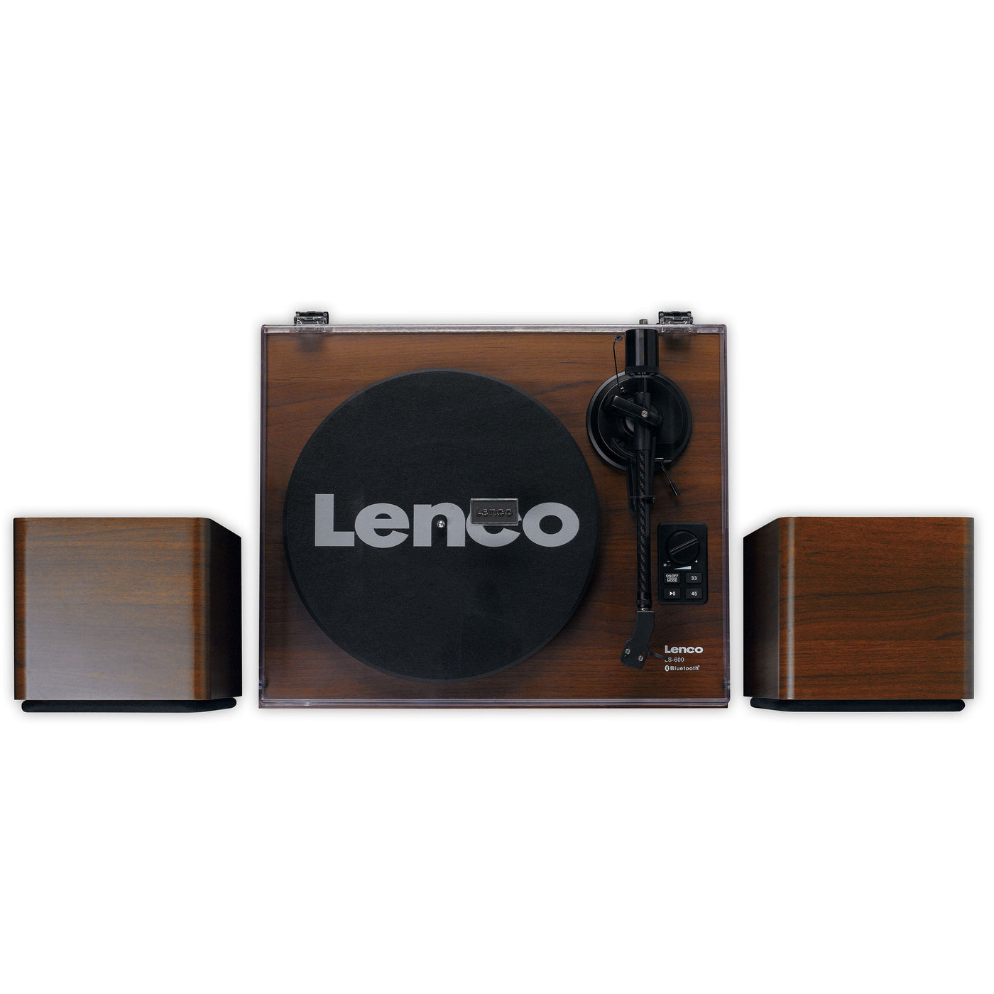 Lenco LS-600WA - Bluetooth® Plattenspieler mit zwei externen Lautsprechern und 2 x 30 Watt RMS - Walnuss