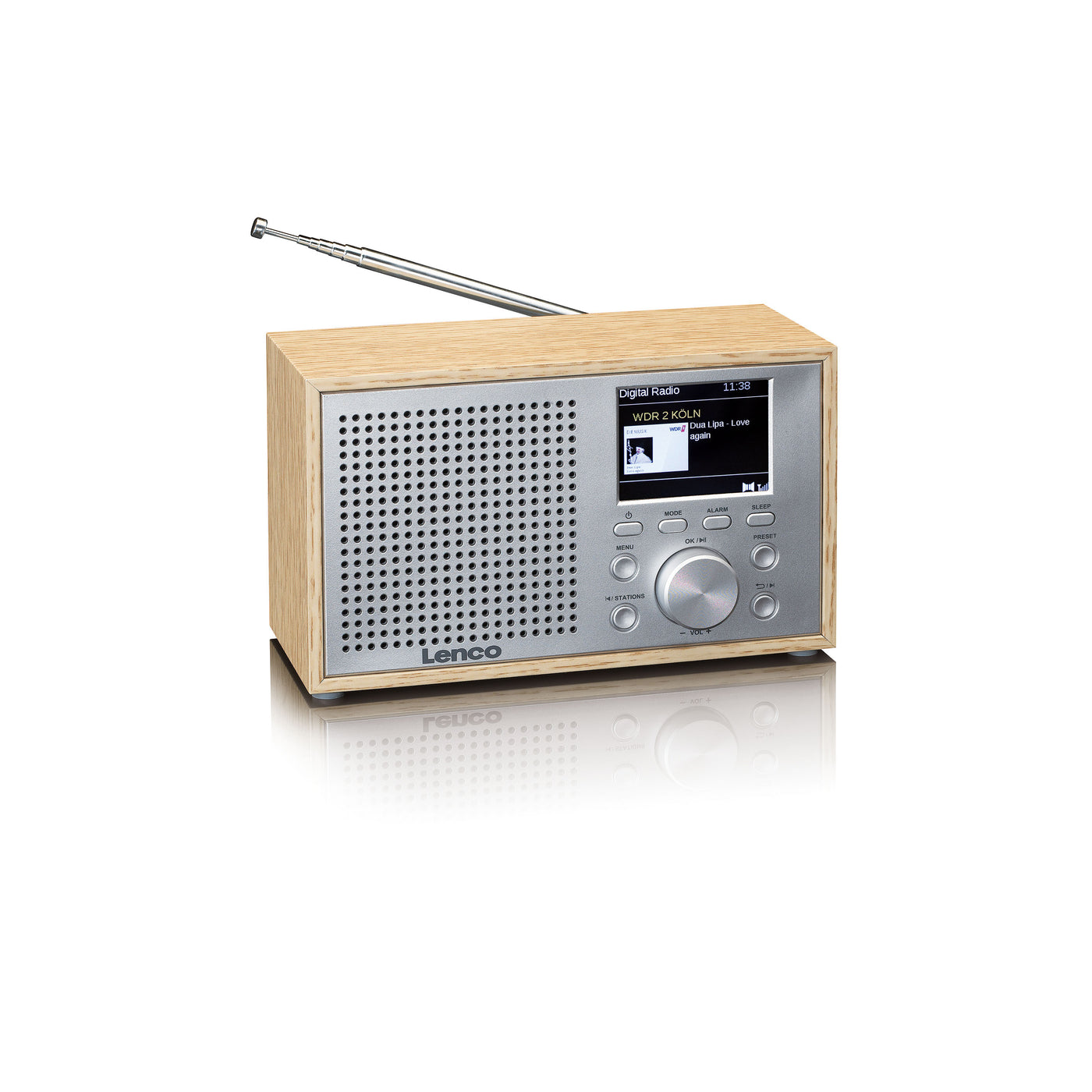 Lenco DAR-017WH - Kompaktes und stilvolles DAB+/FM-Radio mit Bluetooth® und Holzgehäuse - Eiche