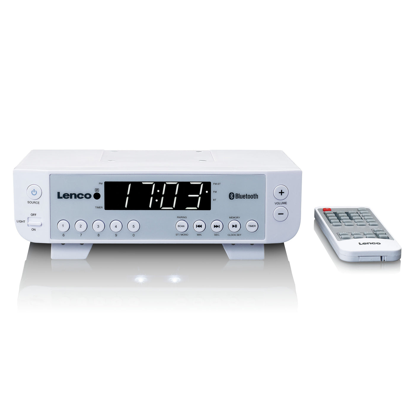 Lenco KCR-100WH - FM-Küchenradio mit Bluetooth®, LED-Beleuchtung und Timer - Weiß