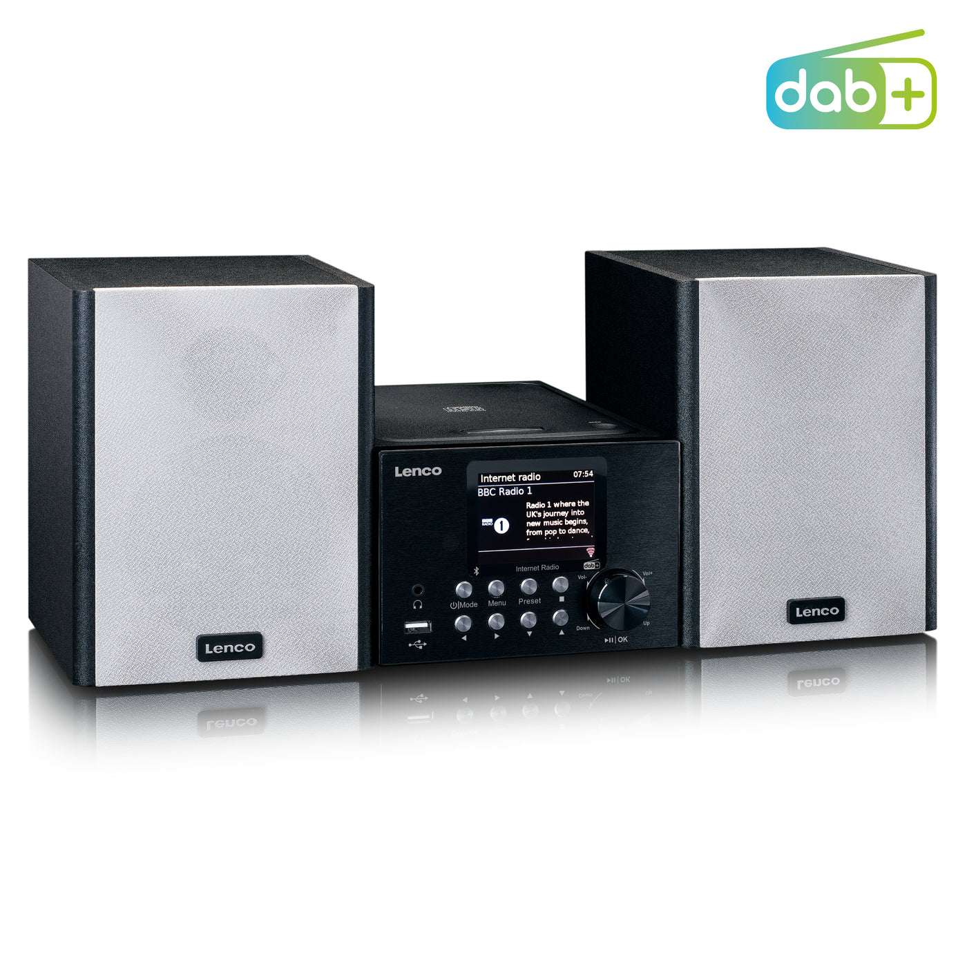 Lenco MC-250BK - Micro-Set mit Smart Radio, CD-/USB-Player, Internet, DAB+, Bluetooth® - Schwarz