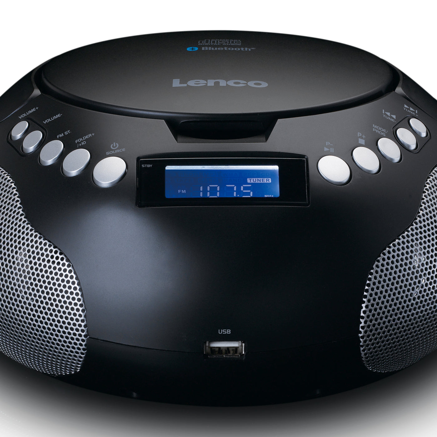 Lenco SCD-331BK - Tragbares FM-Radio mit CD/MP3-Player - Bluetooth® - USB-Eingang - AUX-Eingang - Schwarz