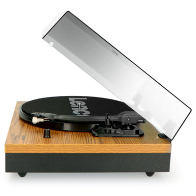 Lenco LS-300WD - Bluetooth® Plattenspieler mit zwei externen Lautsprechern und 2 x 10 Watt RMS, holz