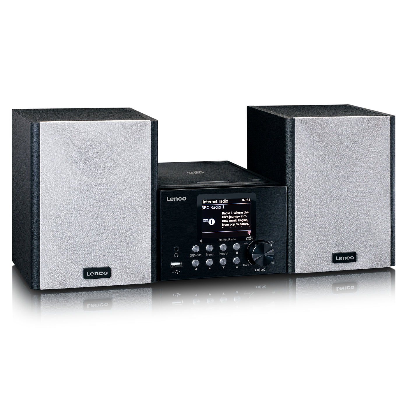 Lenco MC-250BK - Micro-Set mit Smart Radio, CD-/USB-Player, Internet, DAB+, Bluetooth® - Schwarz