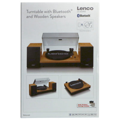 Lenco LS-300WD - Bluetooth® Plattenspieler mit zwei externen Lautsprechern und 2 x 10 Watt RMS, holz