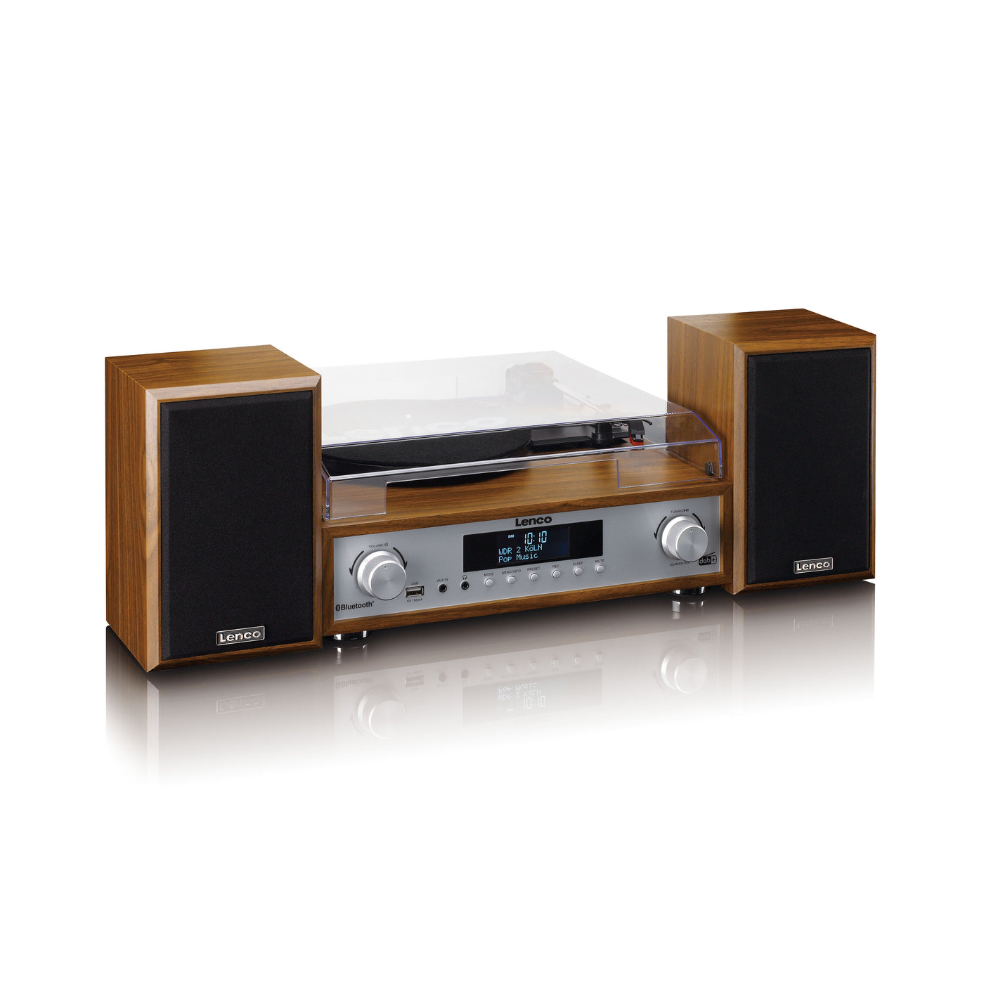 Lenco MC-160WD - HiFi Stereoanlage mit Plattenspieler, DAB+/FM-Radio und Bluetooth® - Holz