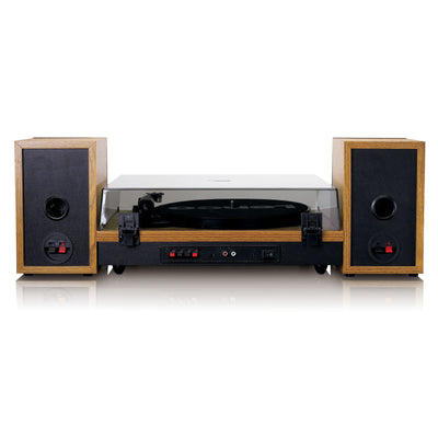 Lenco LS-300WD - Bluetooth® Plattenspieler mit zwei externen Lautsprechern und 2 x 10 Watt RMS, holz