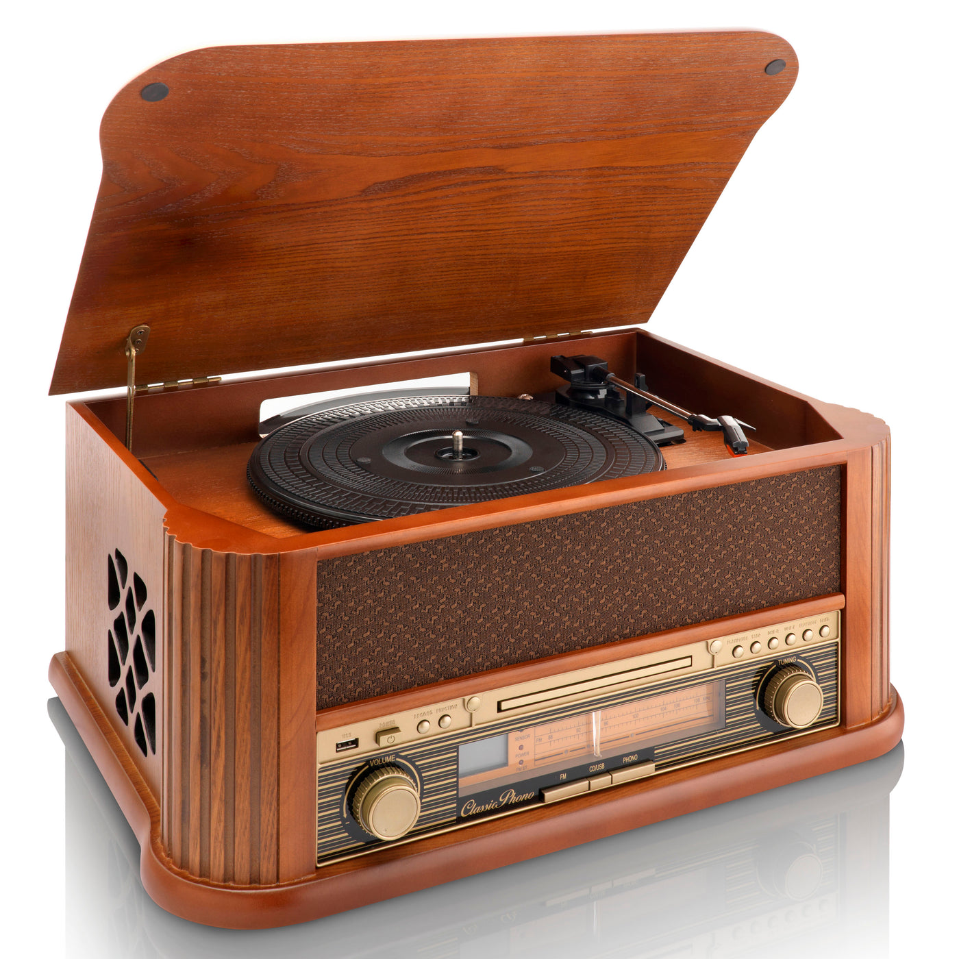 Classic Phono TCD-2500 - Retro Plattenspieler mit CD-Spieler und Radio
