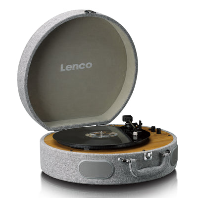 Lenco LS-66GY - Retro Plattenspieler im Holzgehäuse mit eingebauten Lautsprechern, Bluetooth® und AT3600L Tonabnehmer - Grau