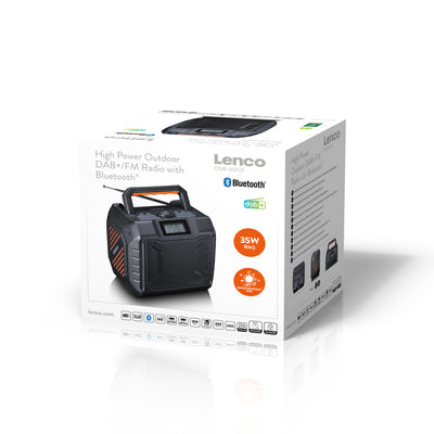 Lenco ODR-160GY - Leistungsstarkes tragbares outdoor DAB+/FM Radio mit Bluetooth® - IPX5 strahlwassergeschützt - Grau