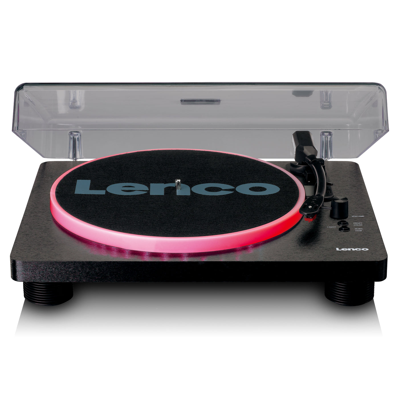 Lenco LS-50LED BK - Plattenspieler mit integrierten Lautsprechern - USB-Recording - LED Beleuchtung - Schwarz