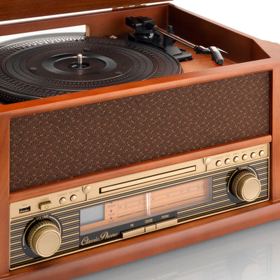 Classic Phono TCD-2500 - Retro Plattenspieler mit CD-Spieler und Radio