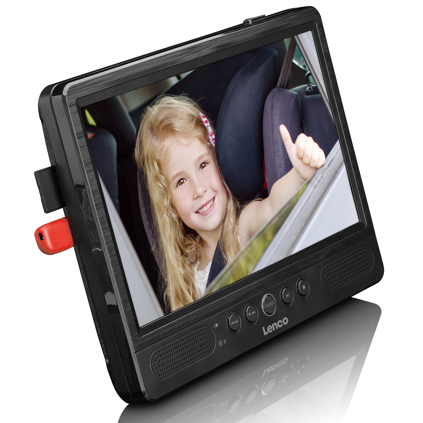 Lenco DVP-1045 Tragbarer DVD-Player - DVD-Player Set - 2 x 10“ TFT Bildschirm - 1200mAh Akku - Kfz Adapter - USB - SD - Viel Zubehör - Schwarz