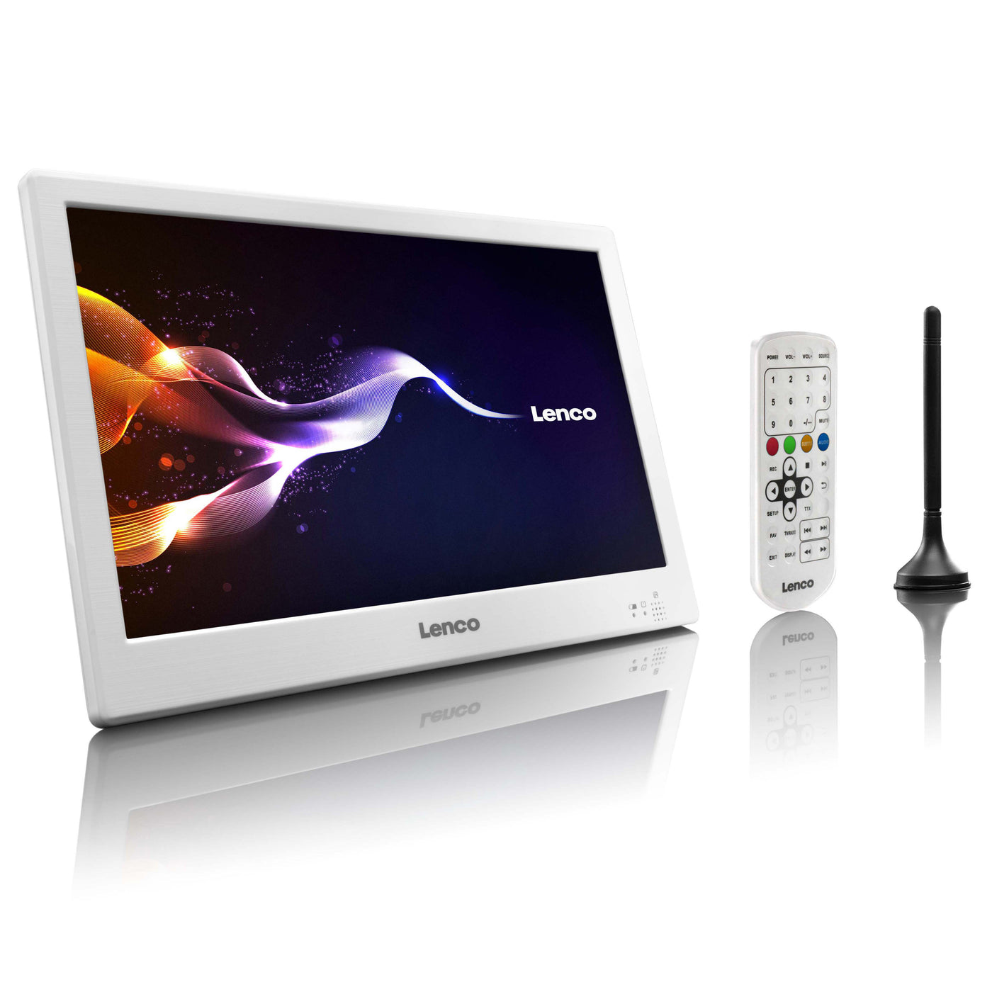 Lenco TFT-1038WH - Tragbarer 10-Zoll-LED-TV mit DVB-T2, AUX IN - Weiss