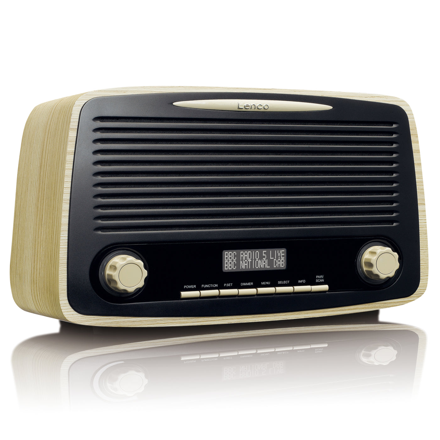 Lenco DAR-012WD - DAB+ FM-Radio mit Bluetooth®, AUX-Eingang und Weckfunktion - Holz
