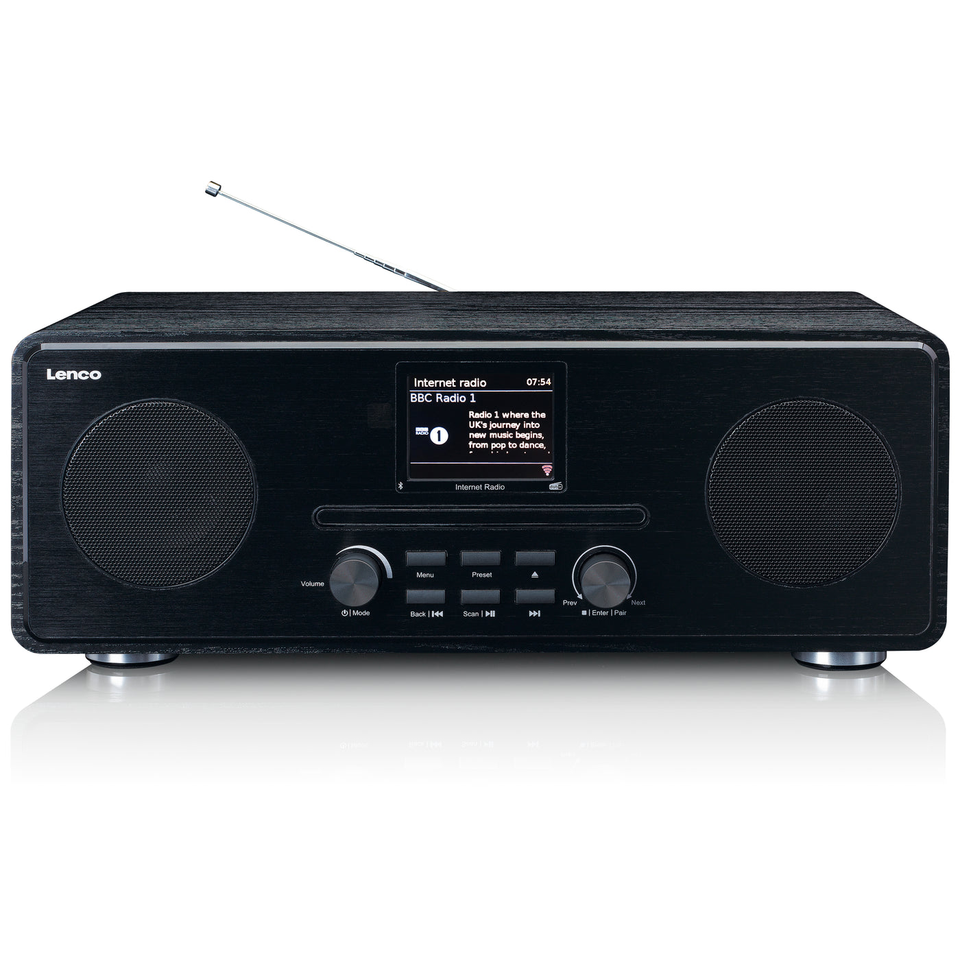 Lenco DIR-260BK - Internetradio mit DAB+ und FM-Radio, CD/MP3-Player, Bluetooth®, 2 x 10 Watt RMS, 2,8" Farbdisplay, schwarz