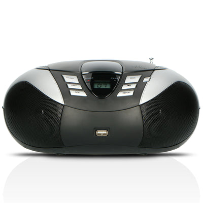 Lenco SCD-37 USB Silver - Tragbares FM-Radio mit CD/MP3-Player - USB-Eingang - AUX-Eingang - Silber