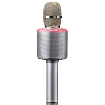Lenco BMC-085SI - Karaoke-Mikrofon mit Bluetooth®, Lautsprecher und Beleuchtung - silber