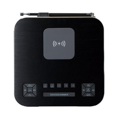 Lenco CR-650BK - DAB+/ FM Radiowecker mit Bluetooth"' und kabelloser Ladefunktion, Schwarz
