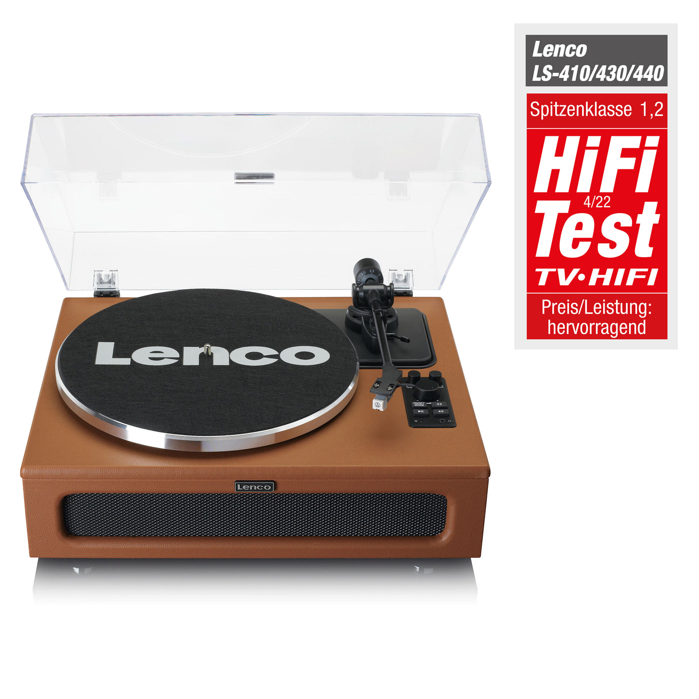 Lenco LS-430BN - Plattenspieler mit 4 eingebauten Lautsprechern - Braun