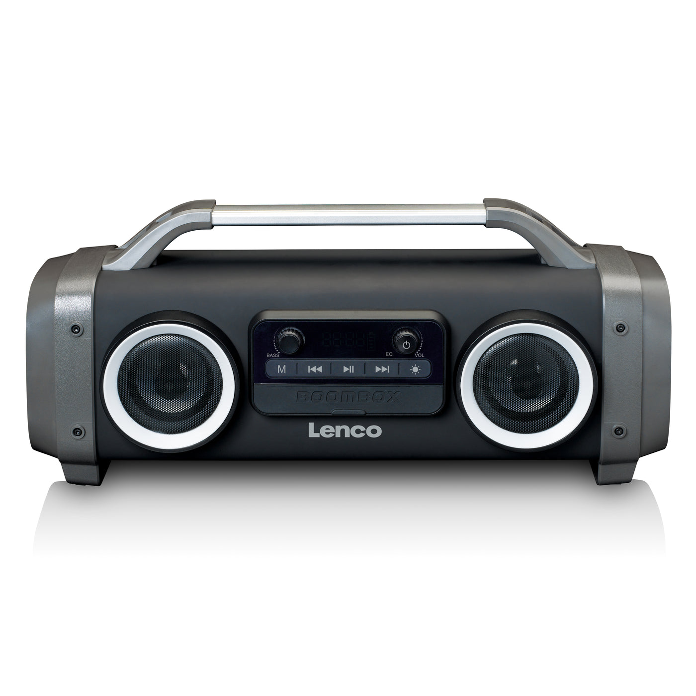 Lenco SPR-100BK - Spritzwasserfester Bluetooth®-Lautsprecher UKW Radio USB und SD mit Lichteffekten - Schwarz