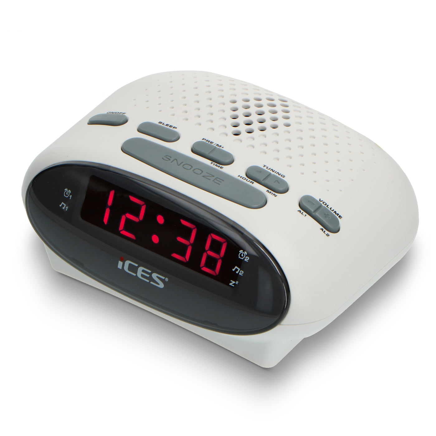 Ices ICR-210 White - FM Uhrenradio, Weiss