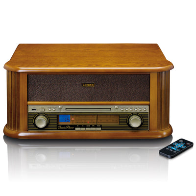 Classic Phono TCD-2550WD - Plattenspieler mit DAB+/UKW Radio, USB Codierung, CD- und Kassettenspieler - Holz