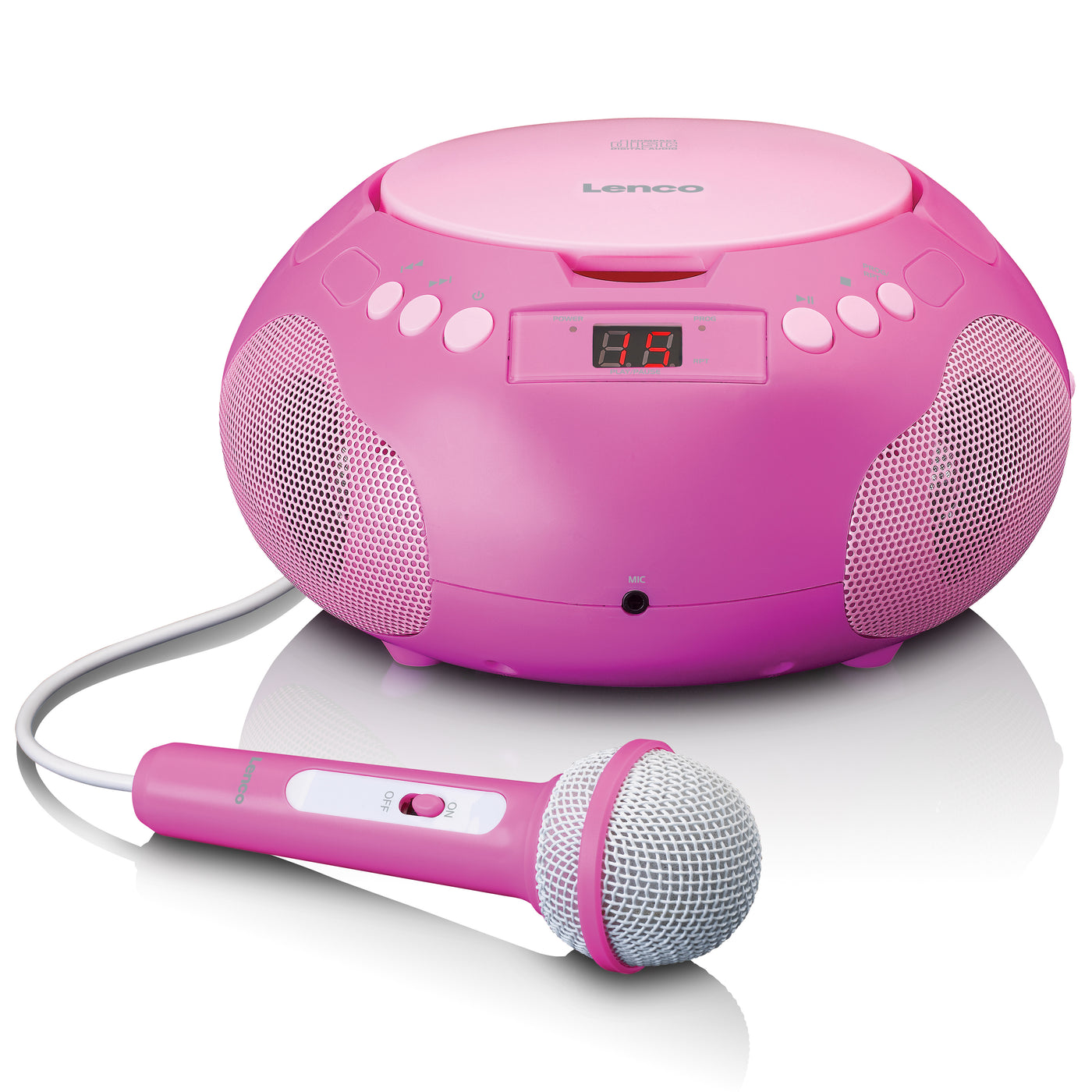 Lenco SCD-620PK - Kinder CD-Player Radio Mikrofon Aux-Eingang Pink