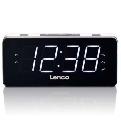 Lenco CR-18 White - FM-Radiowecker mit großem 1,8" Display - weiße LED´s - 2 Weckzeiten - Schlummerfunktion - Dimmfunktion - Weiß