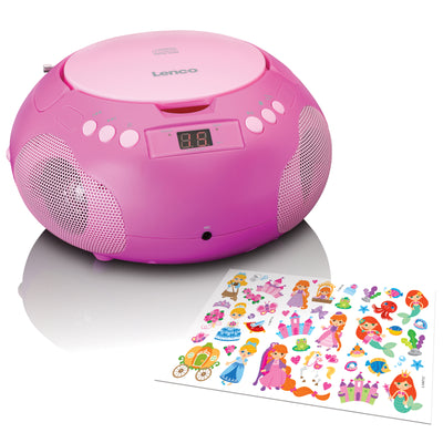 Lenco SCD-620PK - Kinder CD-Player Radio Mikrofon Aux-Eingang Pink