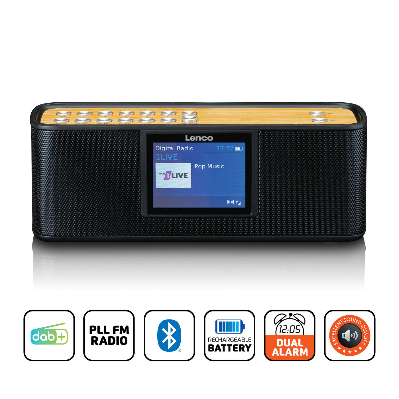 Lenco PDR-045BK - DAB+-Radio mit Bluetooth® 5.0, Schwarz
