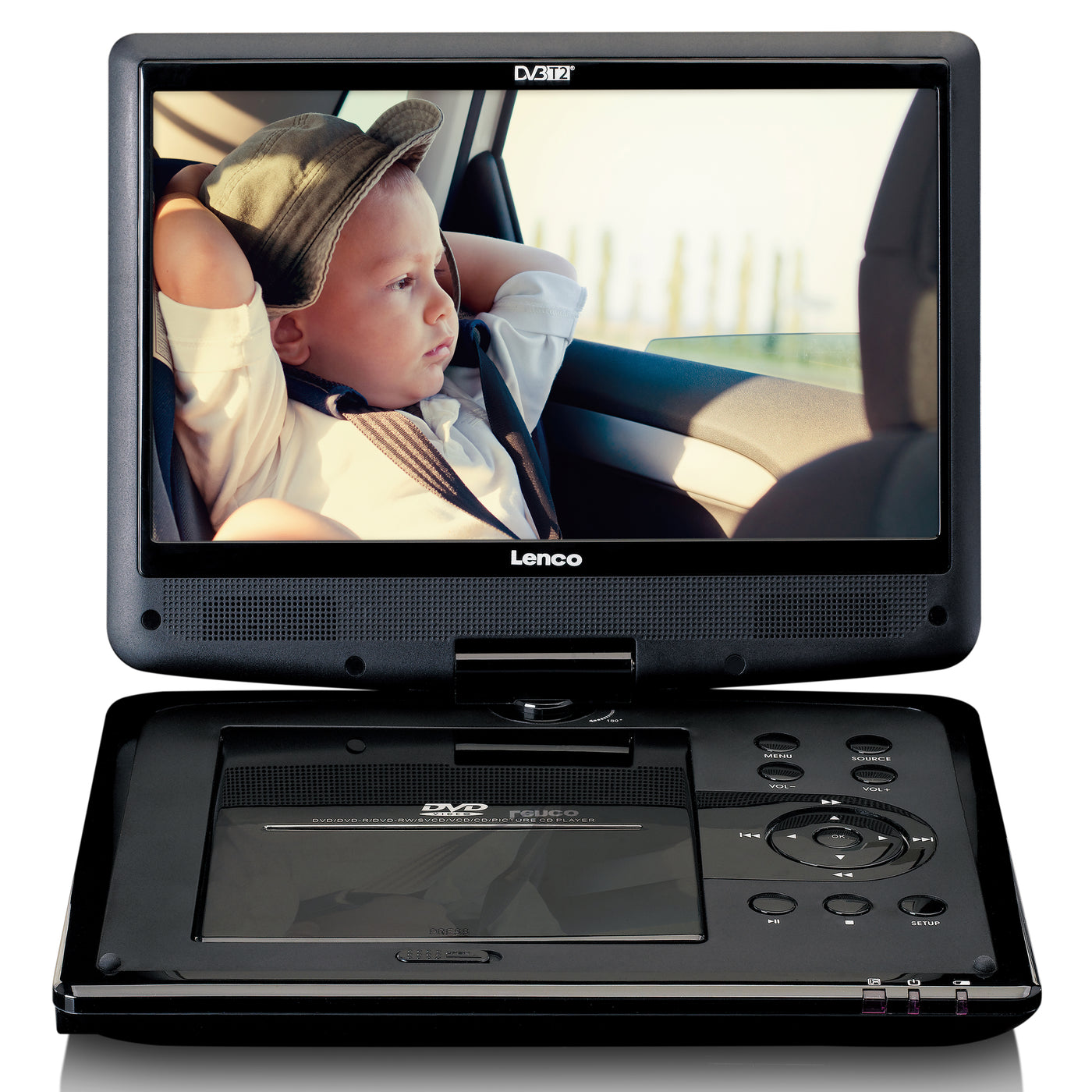 Lenco DVP-1064BK - 10" Tragbarer DVD-Player mit HD DVB-T2-Empfänger - Schwarz