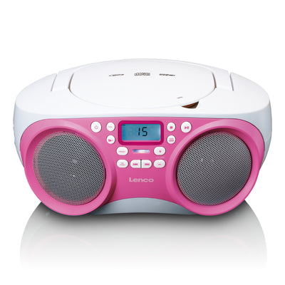 Lenco SCD-301PK - Tragbares FM-Radio CD/MP3/USB-Player - Rosa