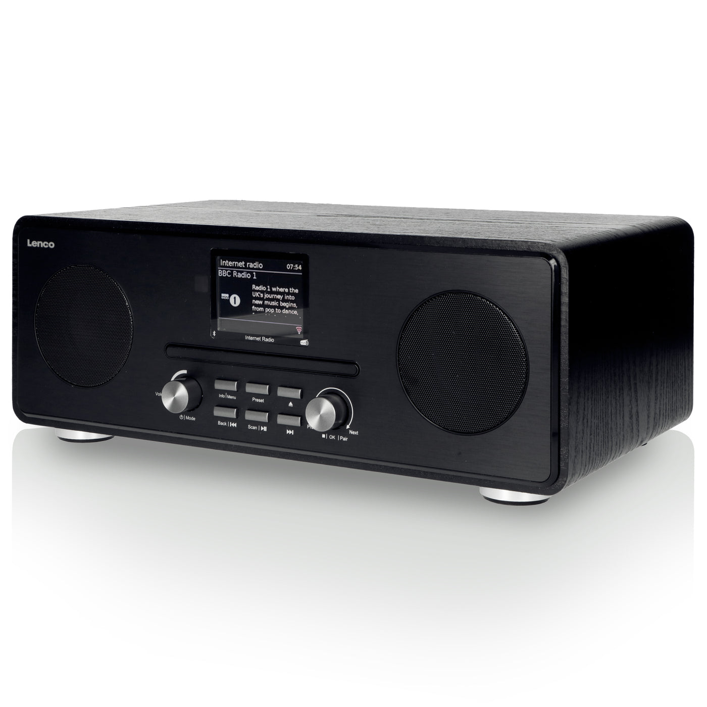 Lenco DIR-260BK - Internetradio mit DAB+ und FM-Radio, CD/MP3-Player, Bluetooth®, 2 x 10 Watt RMS, 2,8" Farbdisplay, schwarz