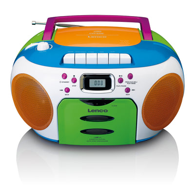 Lenco SCD-971 - Tragbares FM-Radio mit CD-Player und Kassettendeck - Kopfhöreranschluß - Kinderradio - Bunt