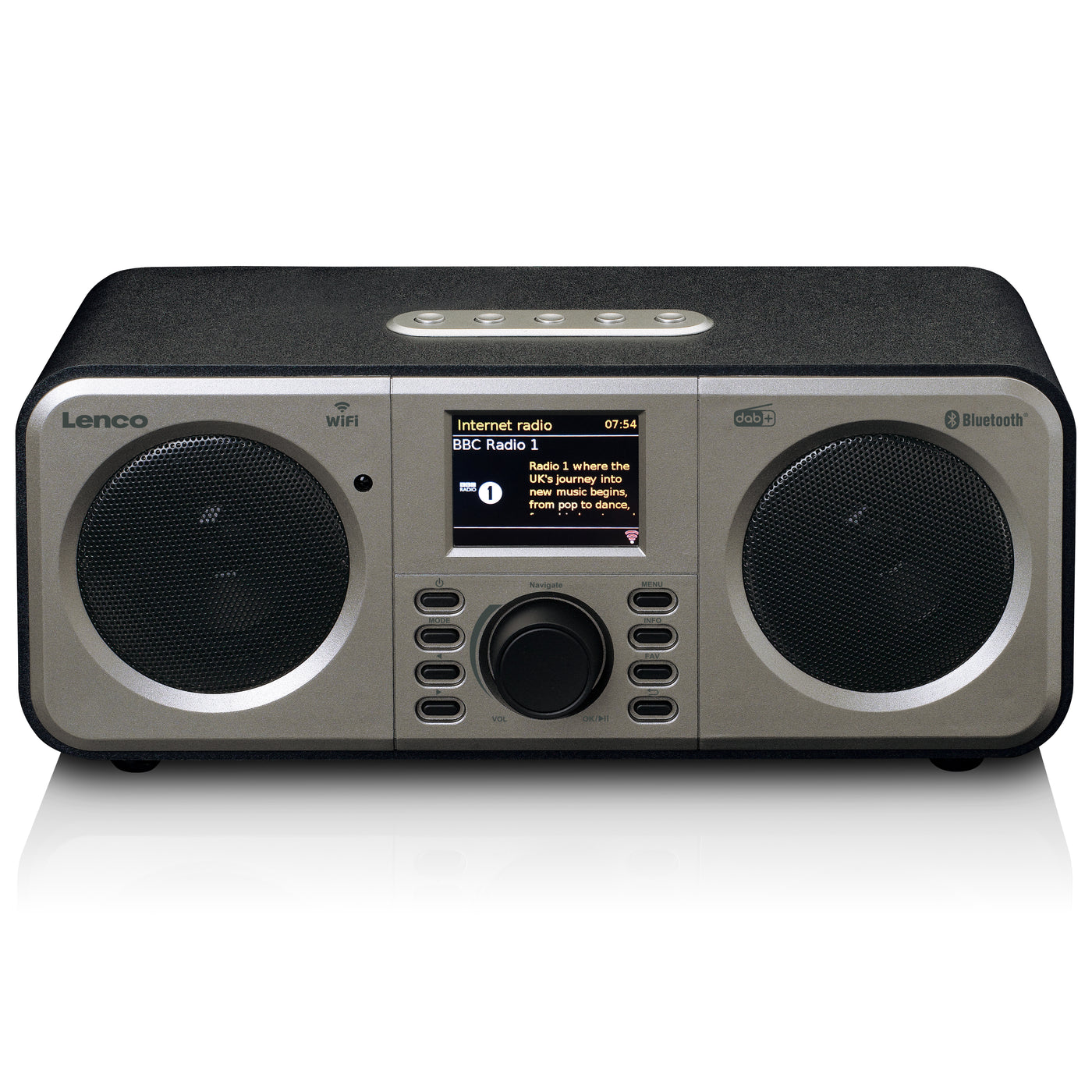 Lenco DIR-140BK - Internetradio mit DAB+ und FM-Radio - Bluetooth® - 5 direkte Stationstasten - 2,4" Farbdisplay - Schwarz