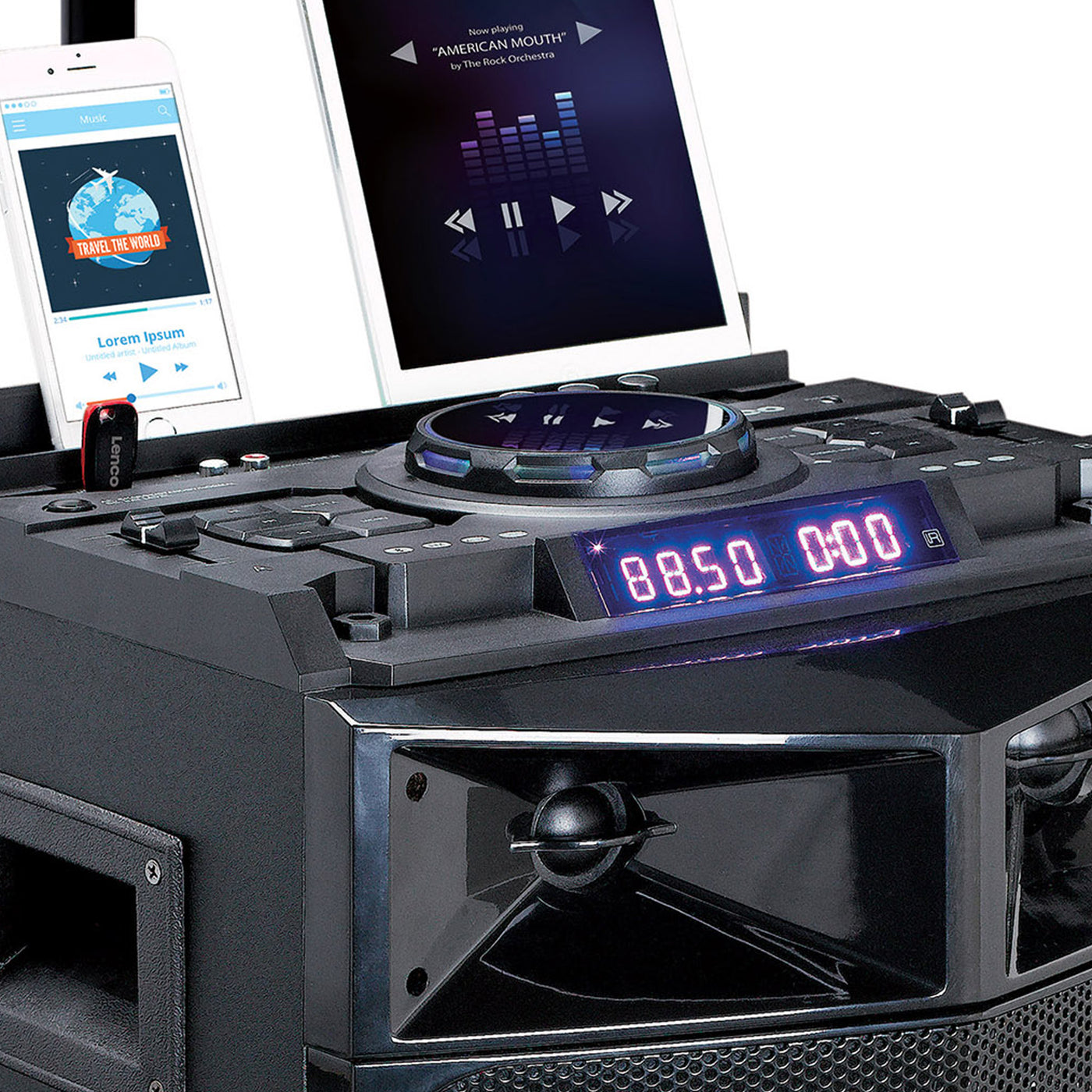 Lenco PMX-240 - Leichtungsstarker DJ-Mischpult mit Bluetooth®, USB, FM und Partylichtern - Schwarz