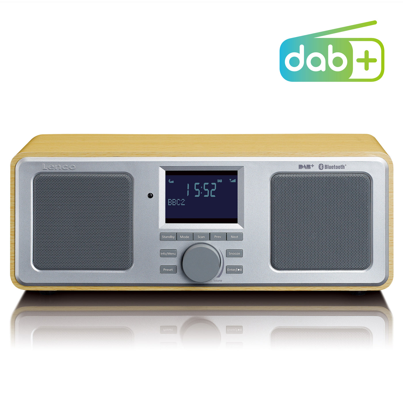 Lenco DAR-015WD - DAB+ Radio mit Alarmfunktion, UKW und Fernbedienung - Holz