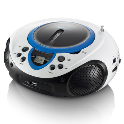 Lenco SCD-38 USB Blue - Tragbares FM-Radio mit CD/MP3-Player - USB-Eingang - AUX-Eingang - Blau