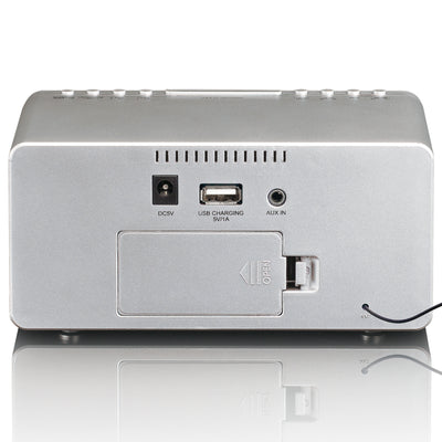 Lenco CR-520SI - Stereo FM-Radiowecker mit USB-Port - Silber
