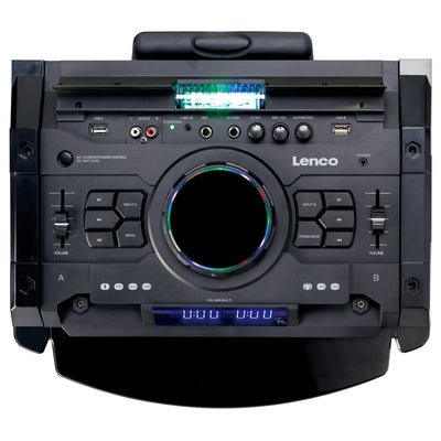 Lenco PMX-250 - Leistungsstarker Party-Lautsprecher mit DJ- und Mixfunktion - 200 Watt RMS - Bluetooth® - Integrierter Akku - Partylichter - Schwarz