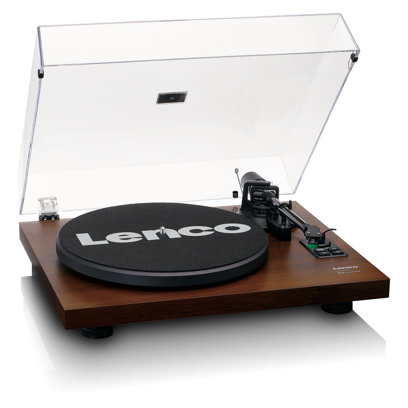 Lenco LS-600WA - Bluetooth® Plattenspieler mit zwei externen Lautsprechern und 2 x 30 Watt RMS - Walnut