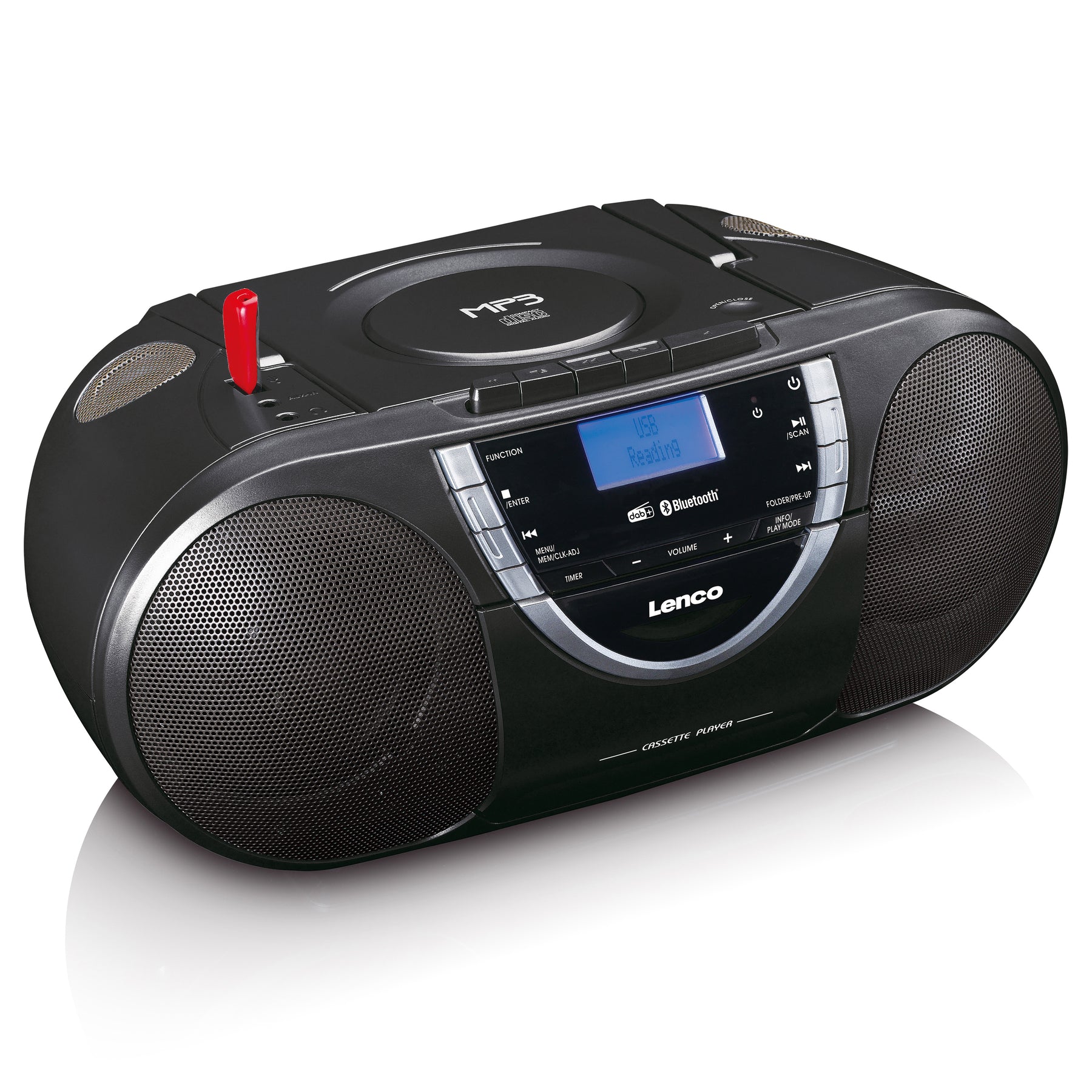 Lenco - Radio portable DAB+/FM avec Bluetooth®, lecteur CD, cassettes et  USB SCD-720SI Noir-Argent - Radio - Rue du Commerce