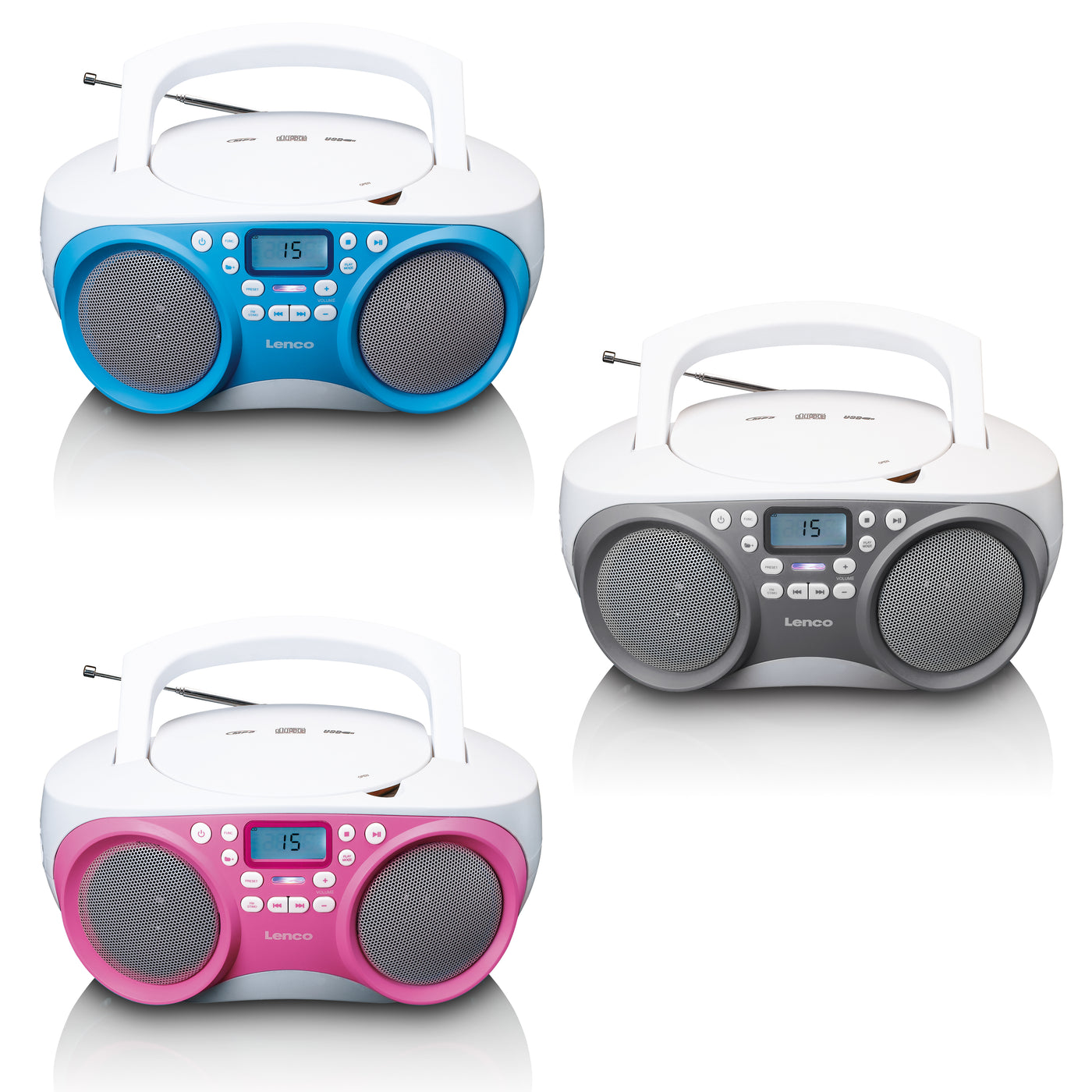 Lenco SCD-301PK - Tragbares FM-Radio CD/MP3/USB-Player - Rosa